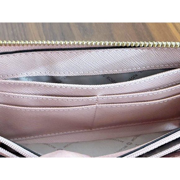 Michael Kors Jet Set Travel Continental Leather Wallet Blush Pink Zip Around MK - Picture 15 of 16
